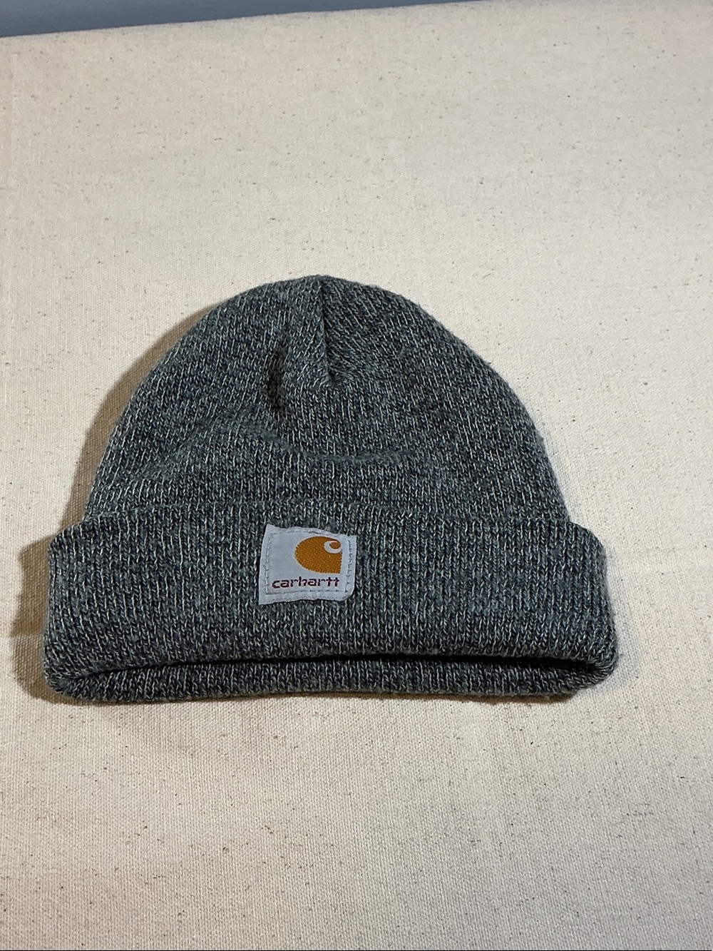 Carhartt Gray Cuffed Knit Beanie with Logo Patch for toddler